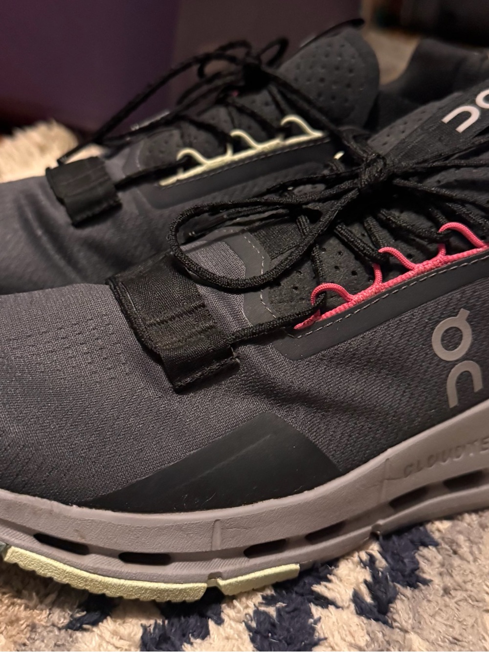ON Running Women's Cloudswift Athletic Sneakers in Charcoal with Pink Accent